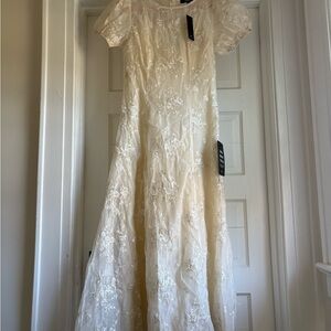 Lulus Cream Embroidered Floral Maxi Dress